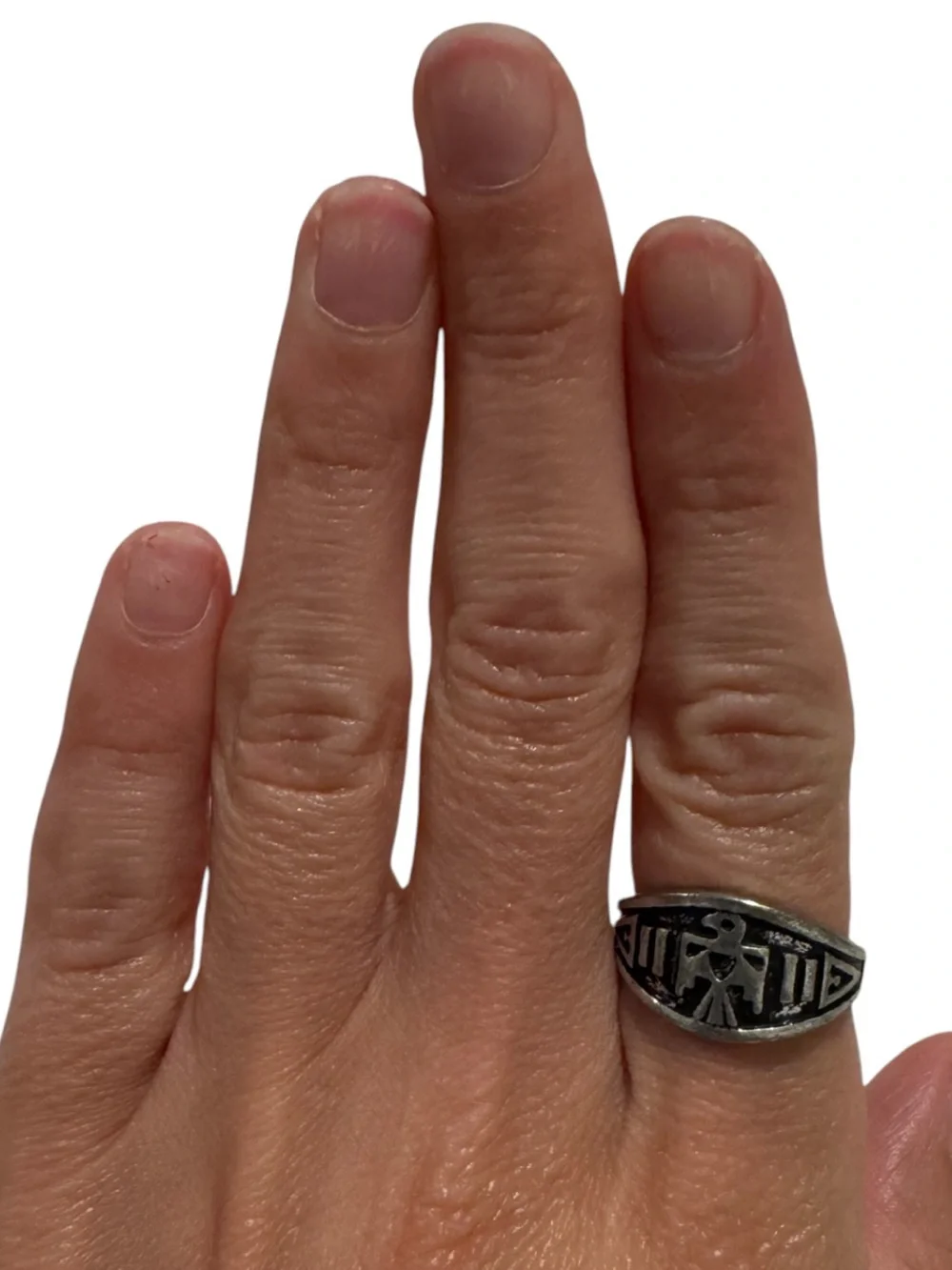 Silver-Tone Engraved Men's Signet Ring - Vintage Style